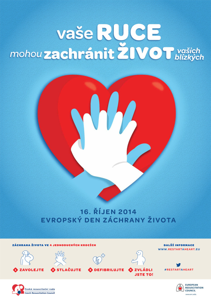Plakát České resuscitační rady k včerejšímu Evropskému dni záchrany života  